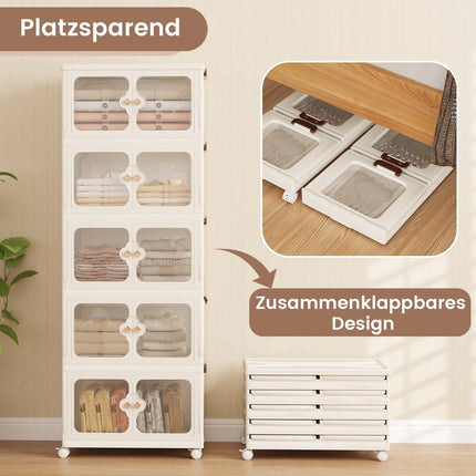 Foldable Storage Box with Lid, Wheels, 265L Capacity