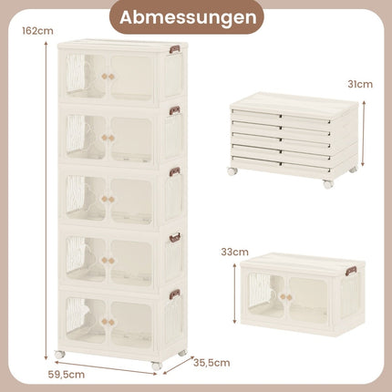 Foldable Storage Box with Lid, Wheels, 265L Capacity