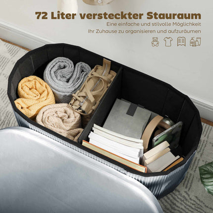 Zusammenklappbare Aufbewahrungsbank, Dunkelgrauer Samt, 76x38x35 cm