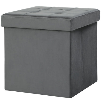 Skládací úložný taburet s pěnou, MDF, šedá, 37.6L