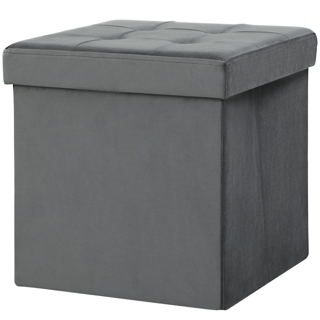 Klappbarer Aufbewahrungshocker mit Schaumstoff, MDF, Grau, 37,6L