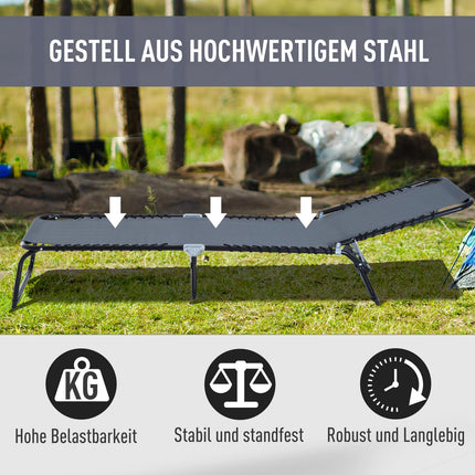 Verstellbare klappbare Sonnenliege, Stahlnetz, dunkelgrau