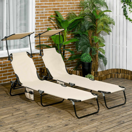 Klappbares Sonnenliegen-Set mit Sonnendach – 5-fach verstellbare Rückenlehne