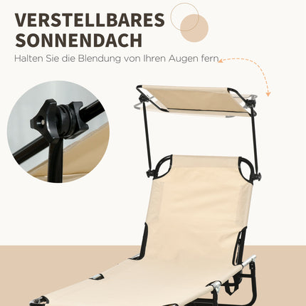 Klappbares Sonnenliegen-Set mit Sonnendach – 5-fach verstellbare Rückenlehne