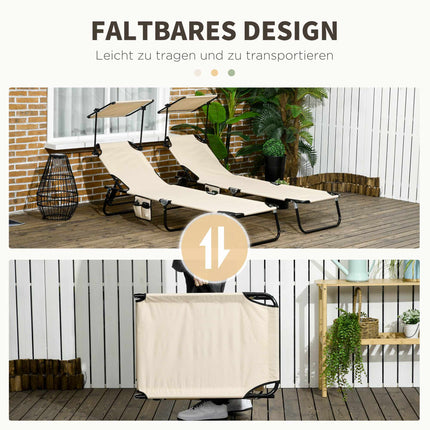 Klappbares Sonnenliegen-Set mit Sonnendach – 5-fach verstellbare Rückenlehne