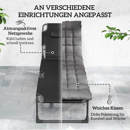 Klappbare Sonnenliege mit verstellbarer Rückenlehne und Kissen
