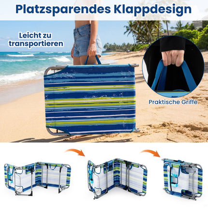 Klappbare Sonnenliege mit Gesichts- und Armöffnungen, verstellbarer Rückenlehne