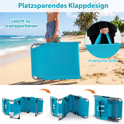 Foldable Sun Lounger with Face & Arm Holes, Adjustable Backrest, Turquoise