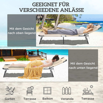 Klappbare Sonnenliege mit Gesichtsausschnitt, Stahlrahmen, Beige