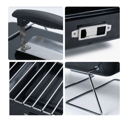 Foldable Tabletop Grill with Lid – Black, 36x56x30.5 cm
