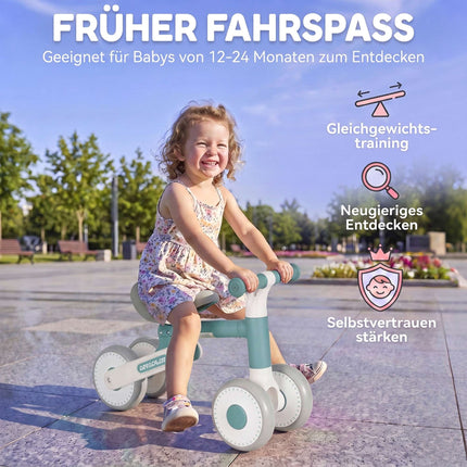 Foldable Toddler Balance Bike with Quiet EVA Wheels, 12–24 Months, Blue