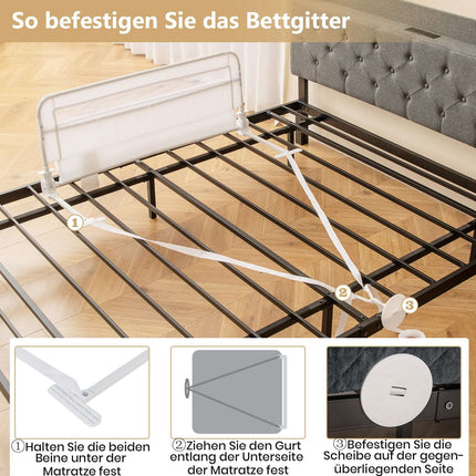Foldable Toddler Bed Rail, 100 cm, Washable Cover