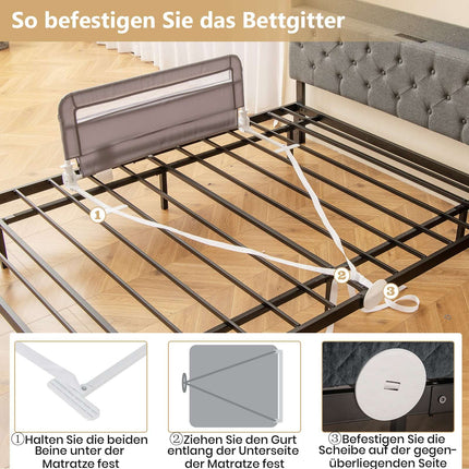 Skládací zábrana na postel pro batolata, 100 cm, pratelný potah