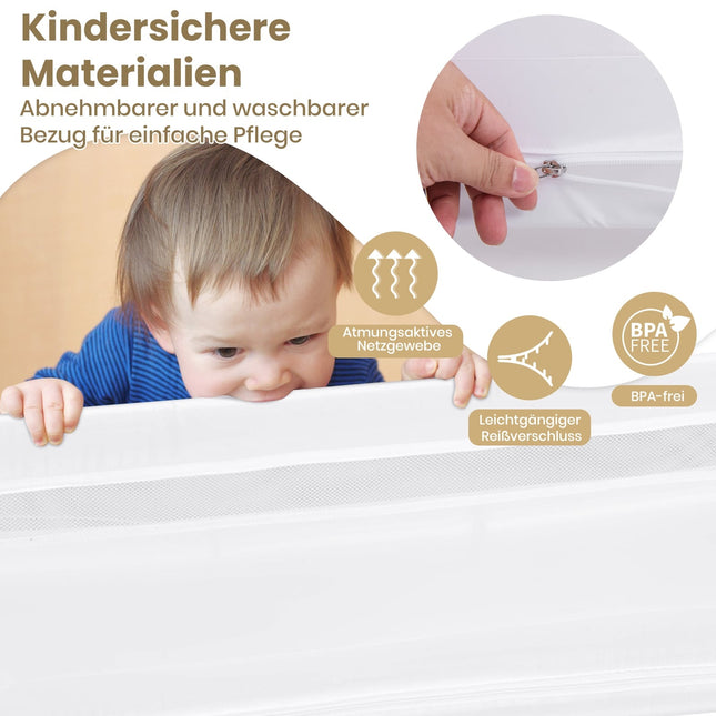 Faltbares Kleinkinder-Bettgitter, 120 cm, abnehmbarer Bezug