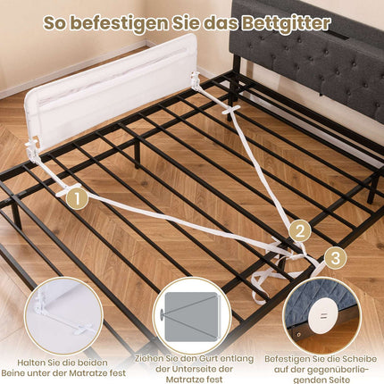 Faltbares Kleinkinder-Bettgitter, 120 cm, abnehmbarer Bezug