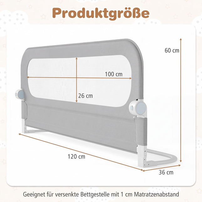 Klappbares Kleinkind-Bettgitter, 120x60 cm, abnehmbarer Bezug