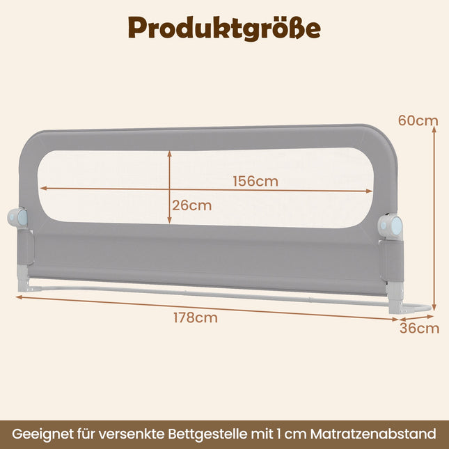 Klappbares Kinderbettgitter mit abnehmbarem Bezug, 178 cm