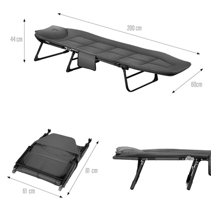 Klappbares Feldbett, Grau, 200 cm