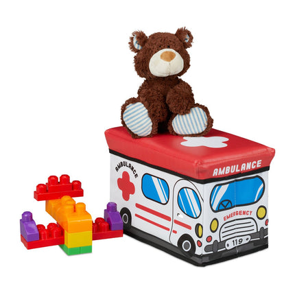 Foldable Toy Storage Box with Lid and Seat
