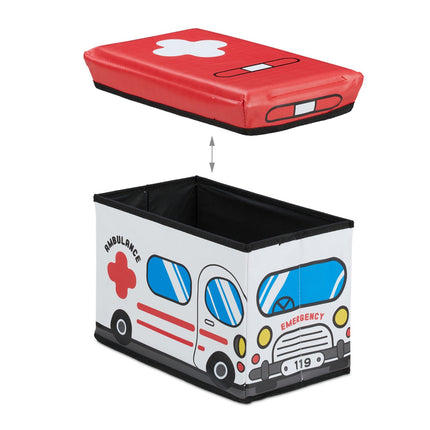Foldable Toy Storage Box with Lid and Seat