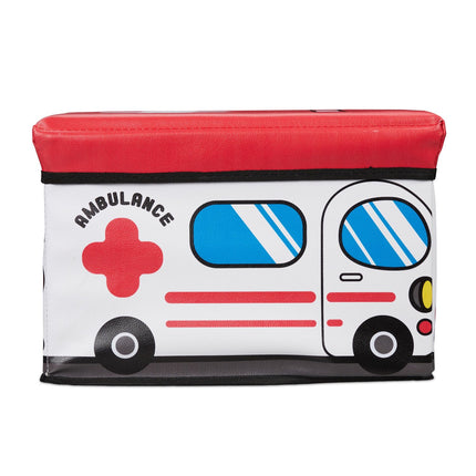 Foldable Toy Storage Box with Lid and Seat