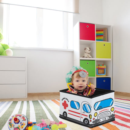 Foldable Toy Storage Box with Lid and Seat
