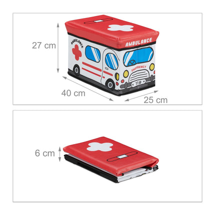 Foldable Toy Storage Box with Lid and Seat