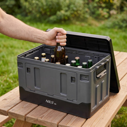 Faltbare Transportbox 38L, Grau-Schwarz, PP-Material
