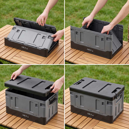 Faltbare Transportbox 38L, Grau-Schwarz, PP-Material