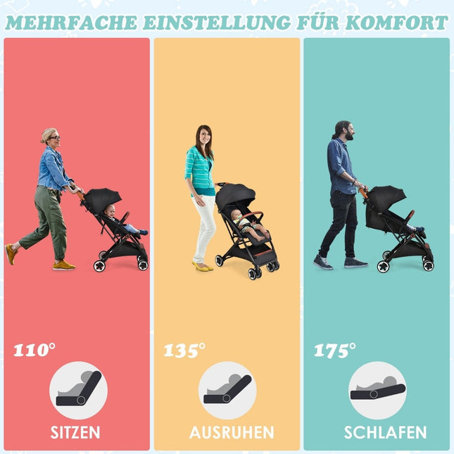 Klappbarer Reisekinderwagen mit verstellbarer Rückenlehne & Verdeck