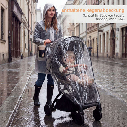 Foldable Travel Stroller with Rain Cover, Adjustable Recline