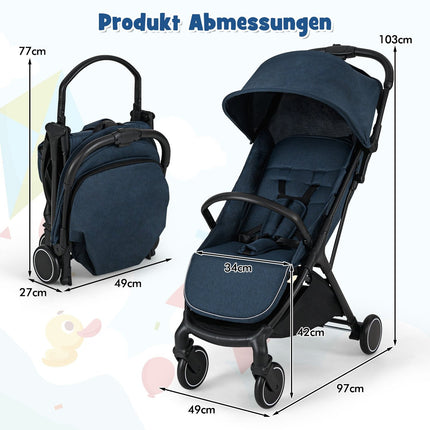 Faltbarer Reisebuggy mit Liegefunktion, verstellbare Rückenlehne