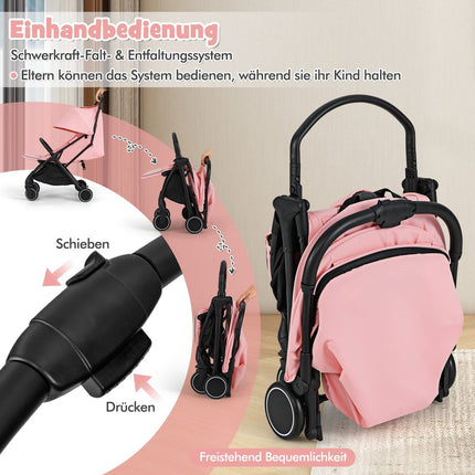 Foldable Travel Stroller with Recline, Adjustable Backrest