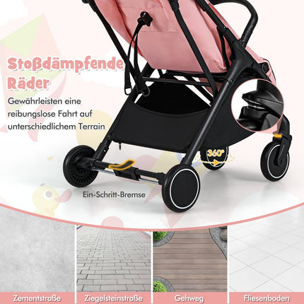 Foldable Travel Stroller with Recline, Adjustable Backrest