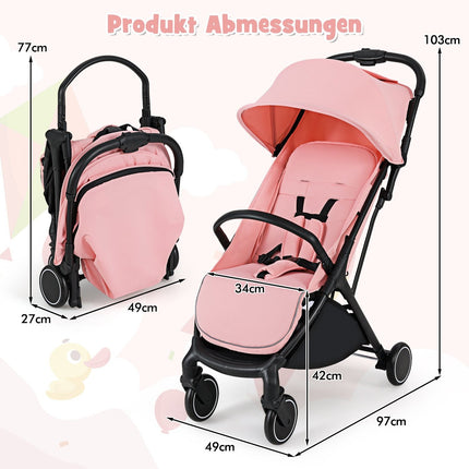 Foldable Travel Stroller with Recline, Adjustable Backrest