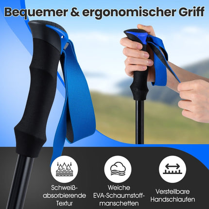 Faltbare Trekkingstöcke, Quick Lock, 115-130 cm, Blau