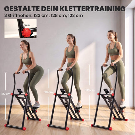 Foldable Vertical Climber with 3 Resistance Levels & LCD Monitor