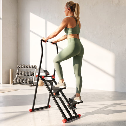 Foldable Vertical Climber with 3 Resistance Levels & LCD Monitor