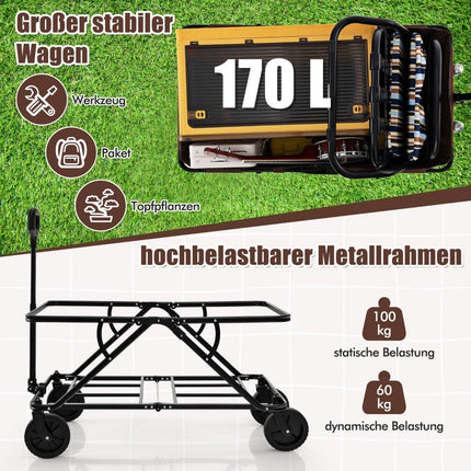 Foldable Wagon with Adjustable Handle, 170L Capacity