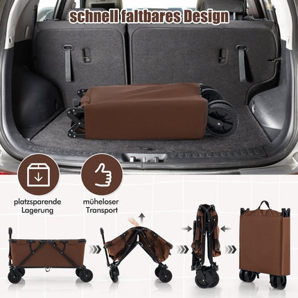 Foldable Wagon with Adjustable Handle, 170L Capacity