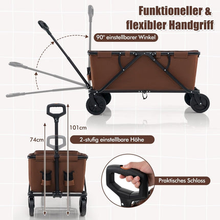 Foldable Wagon with Adjustable Handle, 170L Capacity