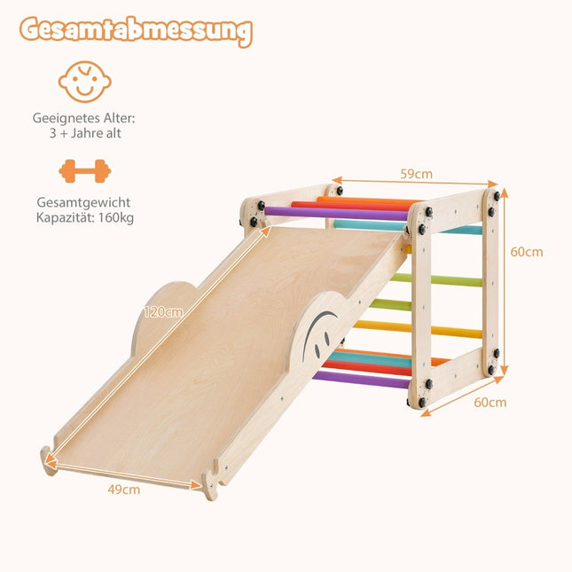 Faltbares Kletterspielzeug aus Holz mit verstellbarer und umkehrbarer Rampe Montessori-Kletterset