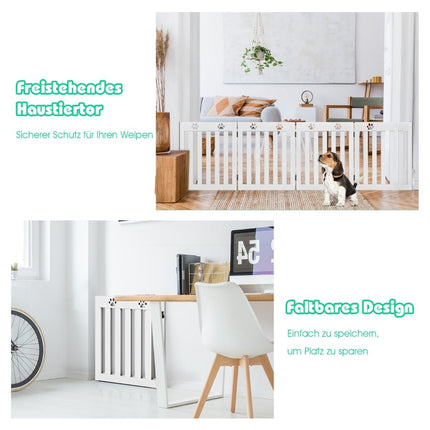 Foldable Wooden Pet Gate, 60 cm High, White