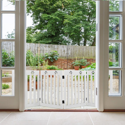 Foldable Wooden Pet Gate, 60 cm High, White