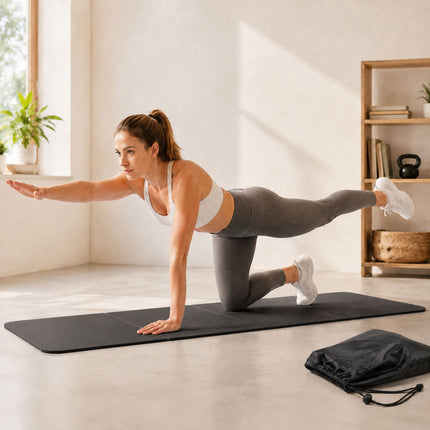 Foldable Yoga Mat 6 mm with Carry Bag, 61 x 183 cm, Black