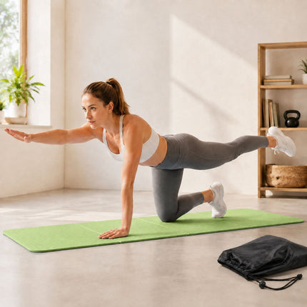 Foldable Yoga Mat 6 mm with Carry Bag, 61 x 183 cm, Green