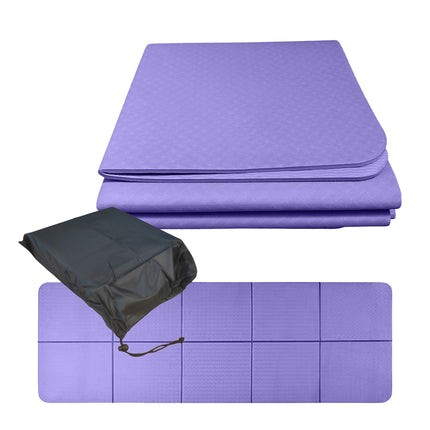 Foldable Yoga Mat 6 mm with Carry Bag, 61 x 183 cm, Purple