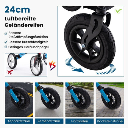 Déambulateur pliable et léger avec siège en aluminium jusqu'à 160 kg Fauteuil roulant 2 en 1 et déambulateur de voyage bleu