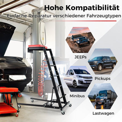 Foldable car lift with 114.5-168cm adjustable height & 3-speed angle automotive engine lift