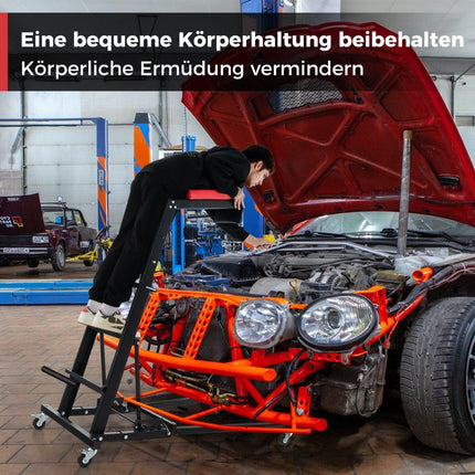 Foldable car lift with 114.5-168cm adjustable height & 3-speed angle automotive engine lift